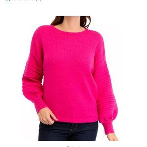 Crown & Ivy Vibrant Pink Crew Neck Sweater